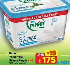 PINAR YARIM YAĞLI SÜZME PEYNİR 1 KG fiyat ve kampanya bilgisi